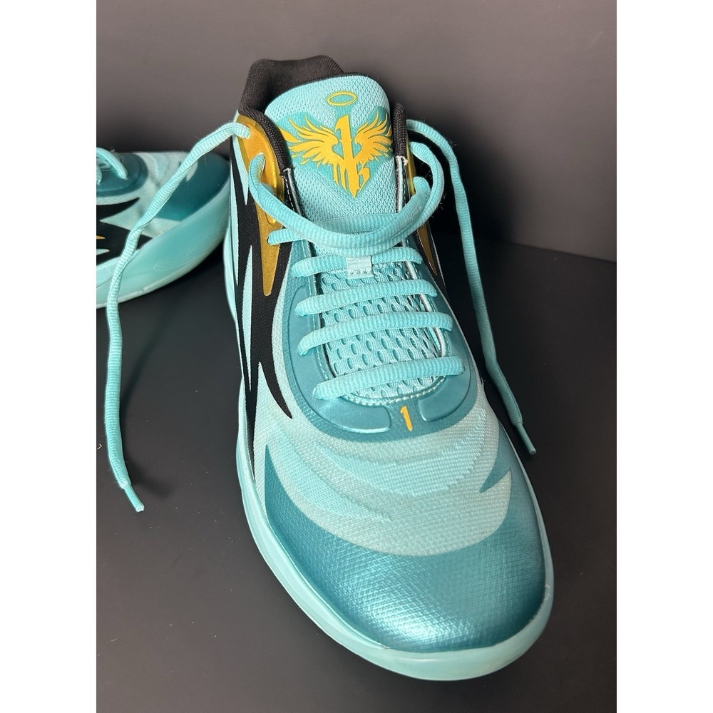 Puma LaMelo Ball MB.02 Shoes Mens 11.5 Honeycomb Aqua Mesh Basketball Sneakers - Picture 4 of 10